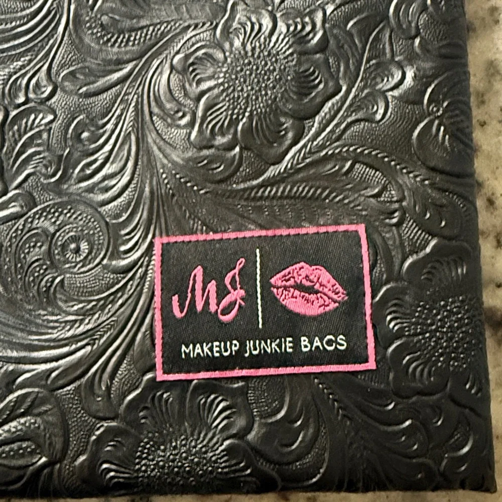 Makeup Junkie Black Embossed Zipper Pouch - Picture 3 of 5